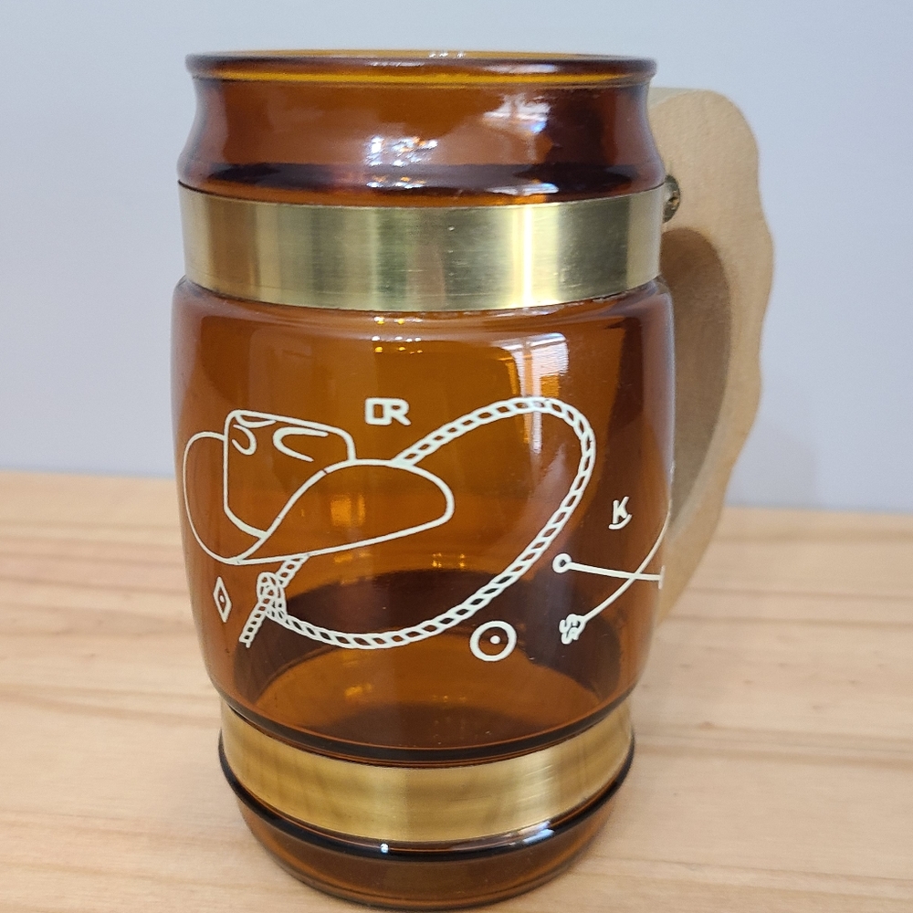 Vintage Siestaware Western Collection Amber mug with wooden handle